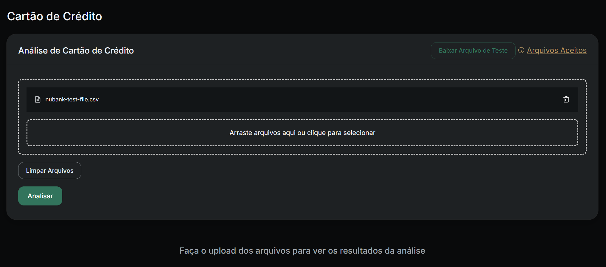 Faça upload da sua fatura