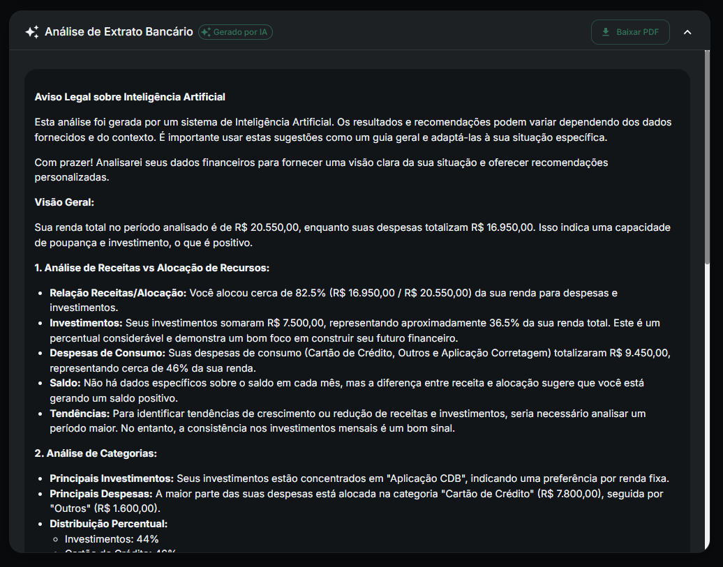 Análise de movimentações com IA