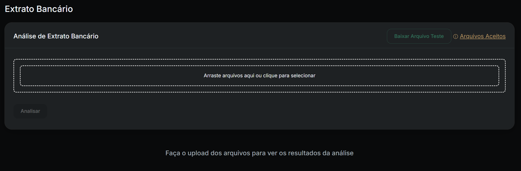 Faça upload do seu extrato bancário