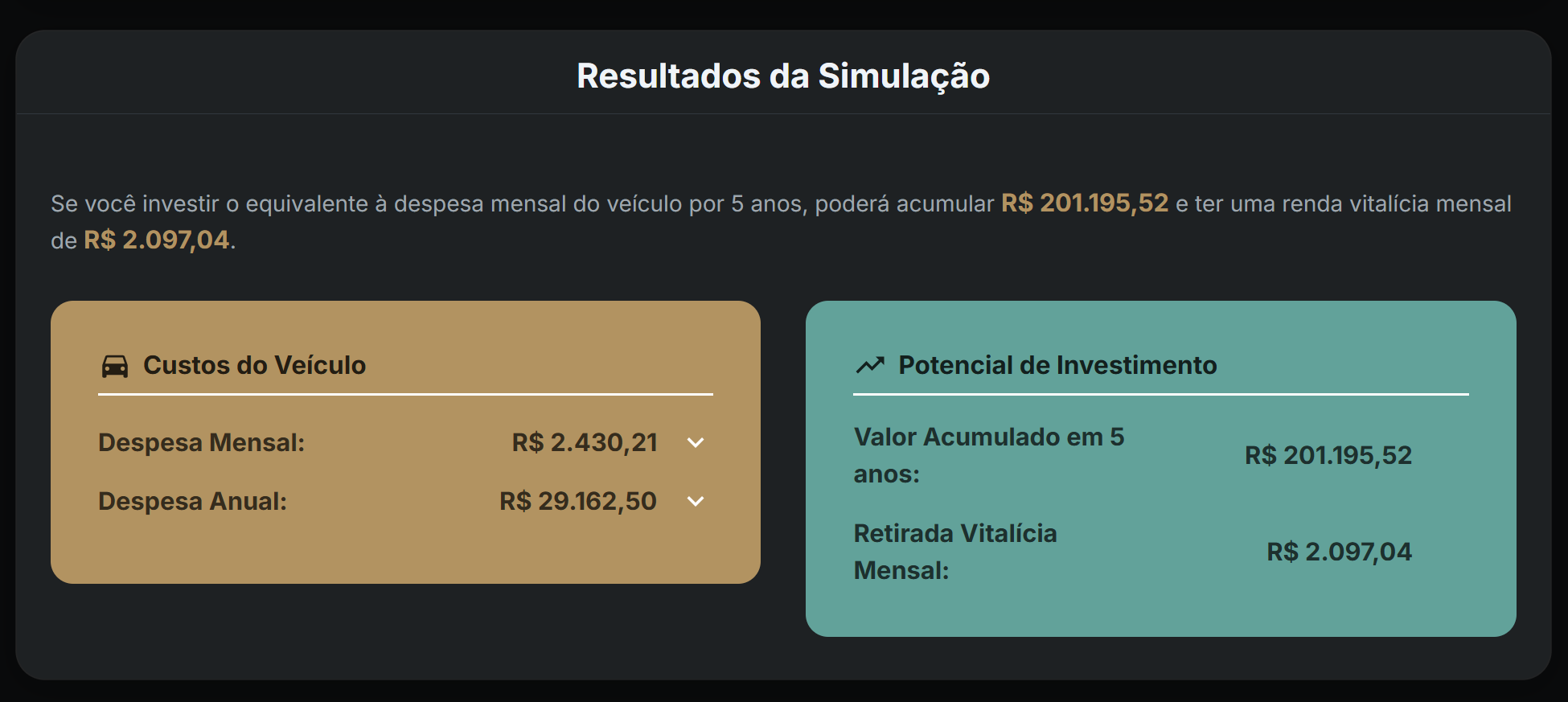 Simulação de compra de veículo